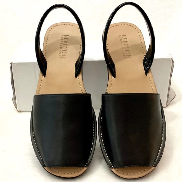 Black KENNETH COLE REACTION Open Toe Comfort Slingback Platform Sandal Sz 7 - Picture 6 of 14